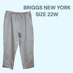 BRIGGS NEW YORK WOMENS LIGHT BLUE AND WHITE CHECKERED PANTS SIZE 22W